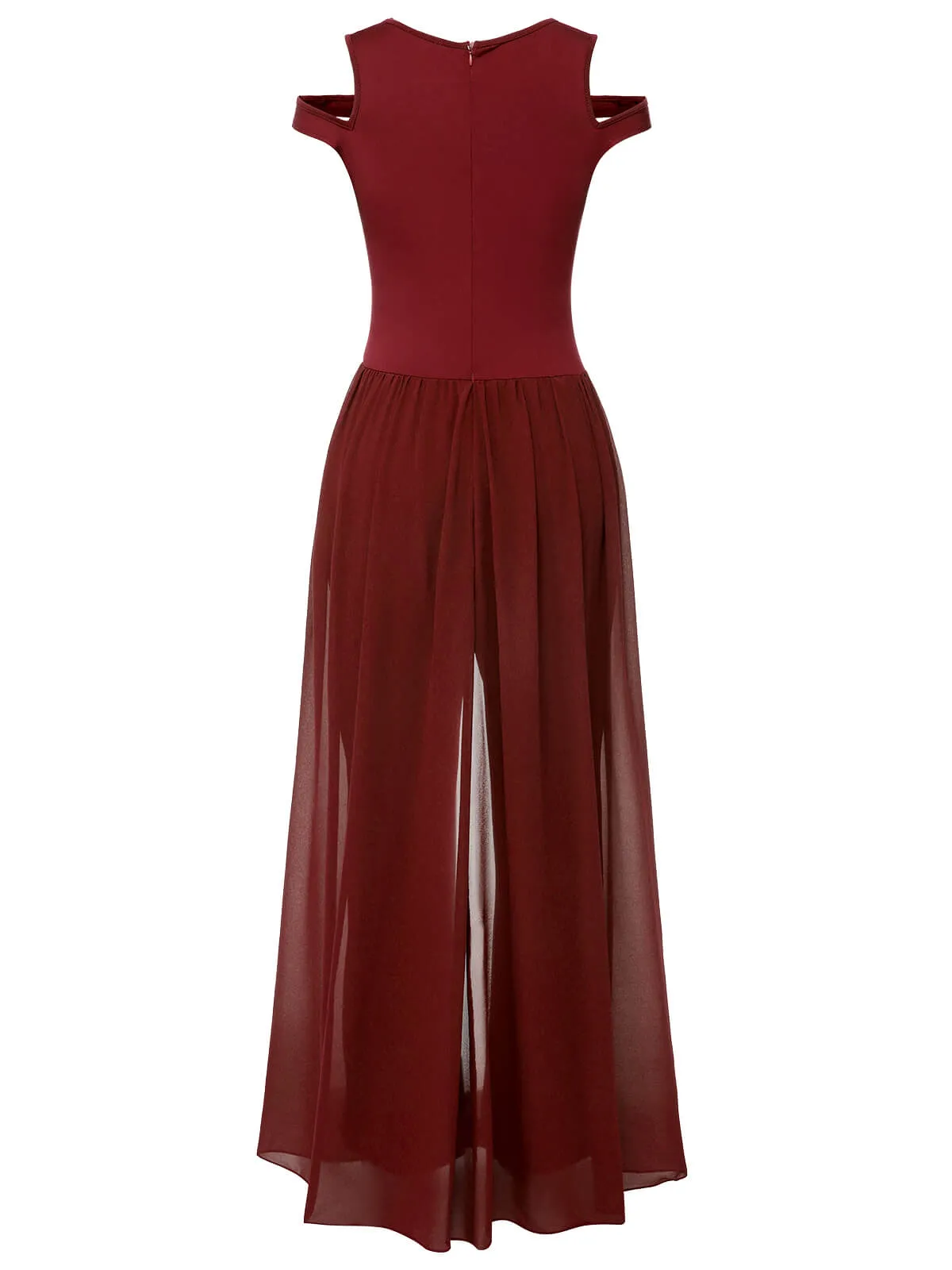 1950s Solid Patchwork Sleeveless Cutout Jumpsuit