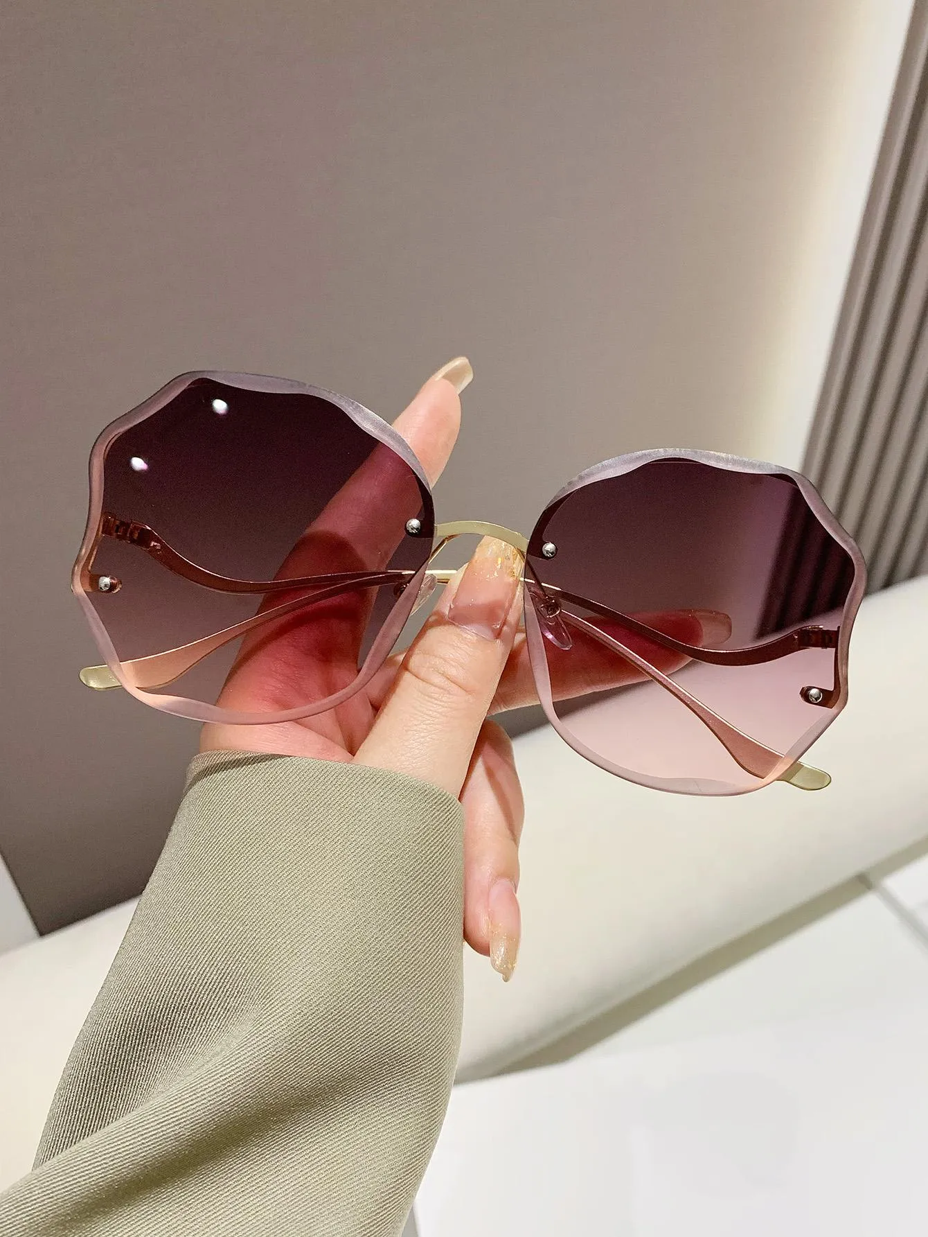 1pair Simple Rimless Fashion Glasses