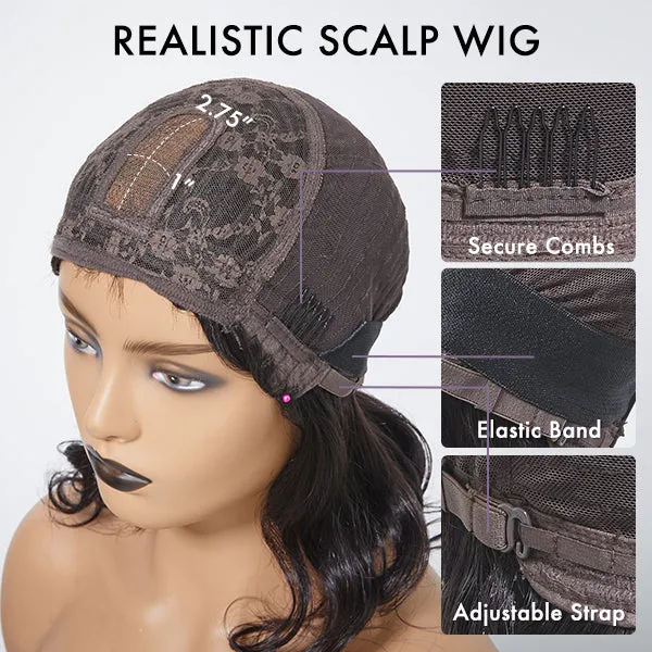 2 for $159.9 | 10 Inches Mix Brown Short Cut Curly Minimalist HD Lace Glueless Side Part Wig   12 Inches Short Loose Wave Minimalist Lace Shoulder Length Wavy Bob Wig with Bangs
