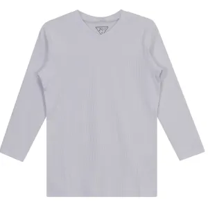 24/7 White Wide Ribbed 3/4 Sleeve V Neck Tee SB2CM7936T