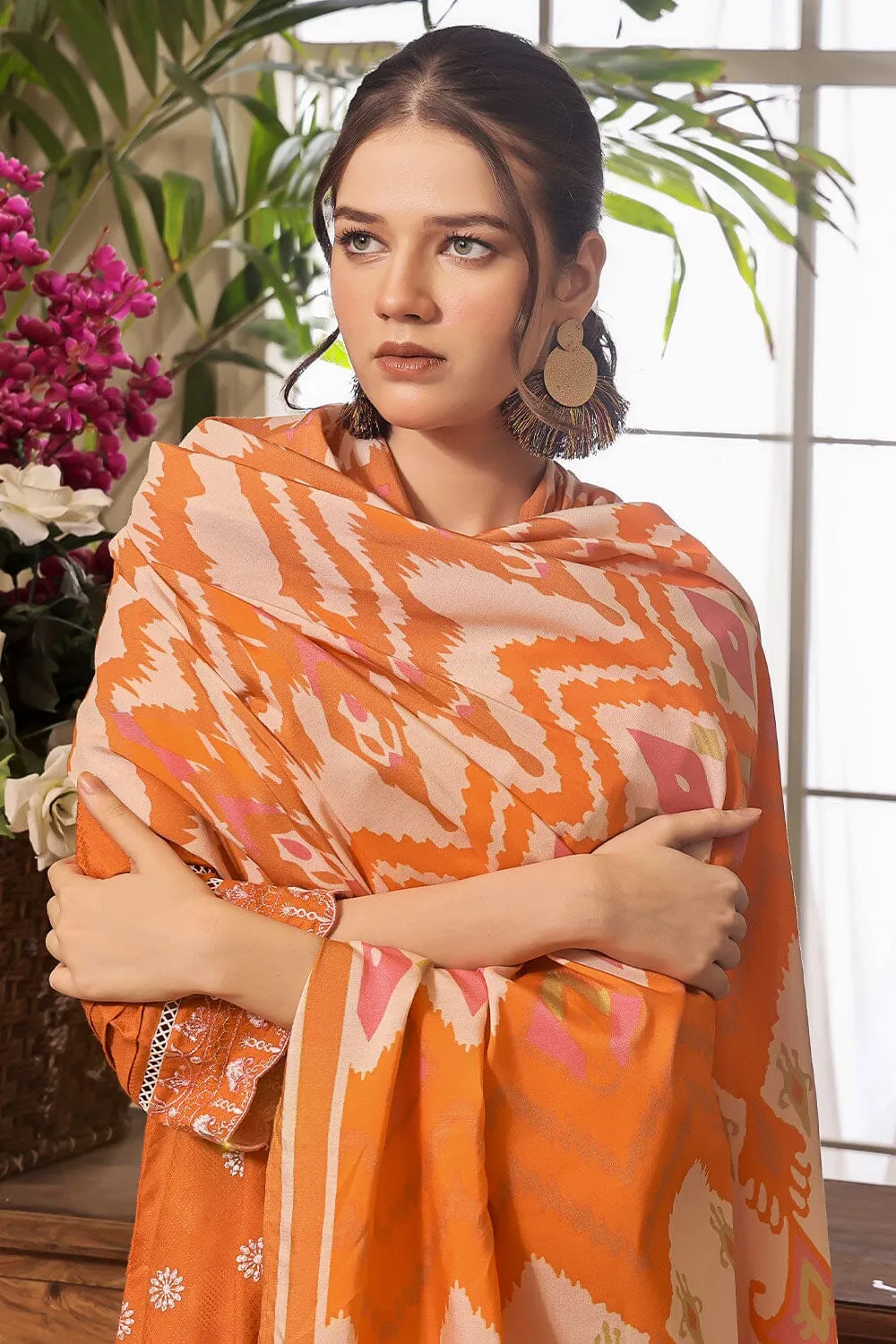 3PC Unstitched Embroidered Jacquard Linen Suit KJE-2284