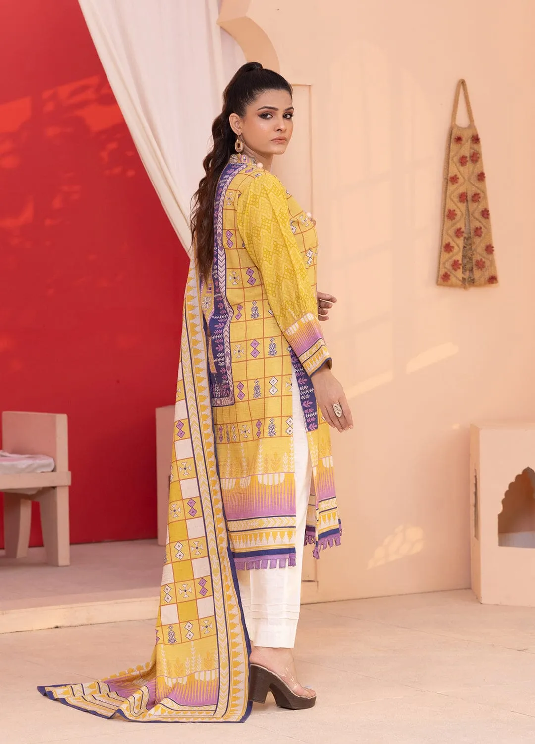 3PC Unstitched Khaddar Suit KKH-2335