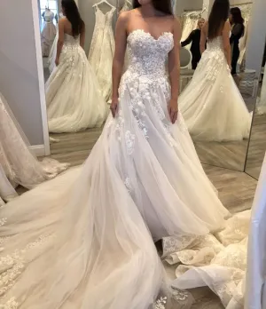 A Line Strapless Party Prom Gown for Women, Wedding Dress   fg4666