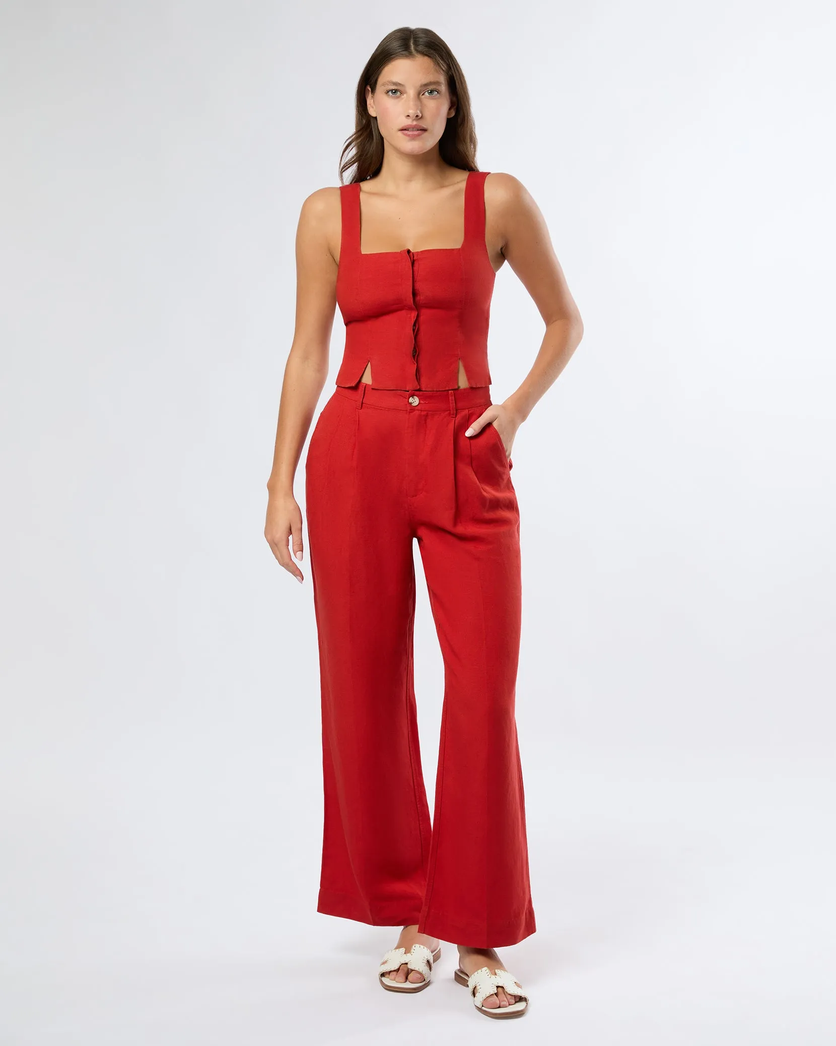 Air Linen Square Neck Top