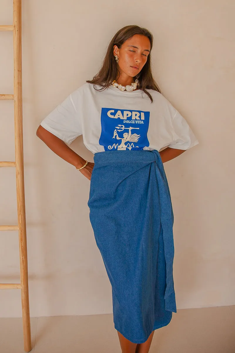 Anna  Denim Wrap Skirt -W/S Pack of 3