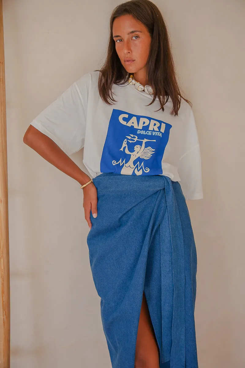 Anna  Denim Wrap Skirt -W/S Pack of 3