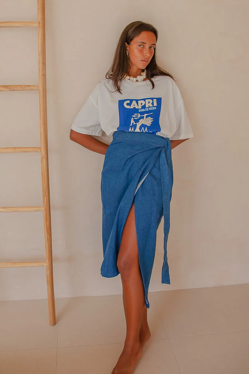Anna  Denim Wrap Skirt -W/S Pack of 3