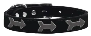 Arrow Widget Genuine Leather Dog Collar Black 10