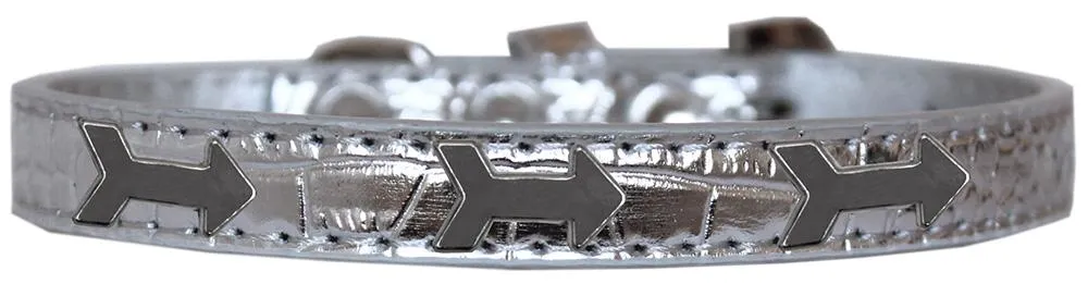 Arrows Widget Croc Dog Collar Silver Size 14