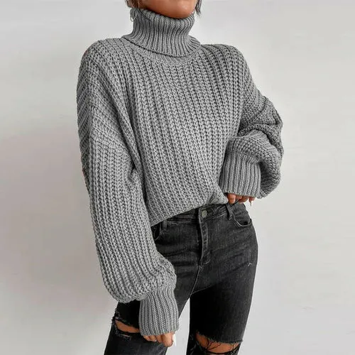 Autumn And Winter Fashion Fall Shoulder Long Sleeve Knitted Loose Pull