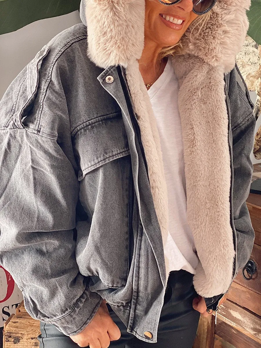 Autumn Winter Fashion Hooded Denim Jacket