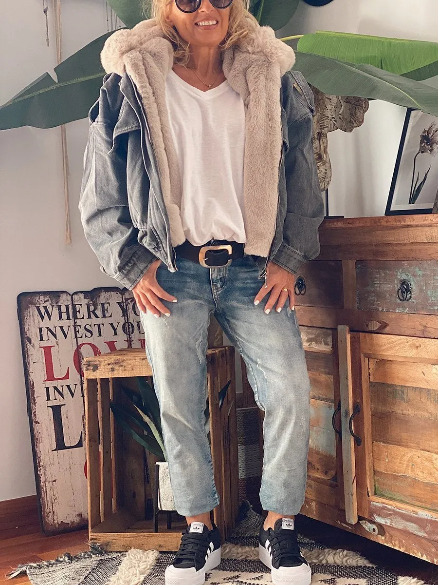 Autumn Winter Fashion Hooded Denim Jacket
