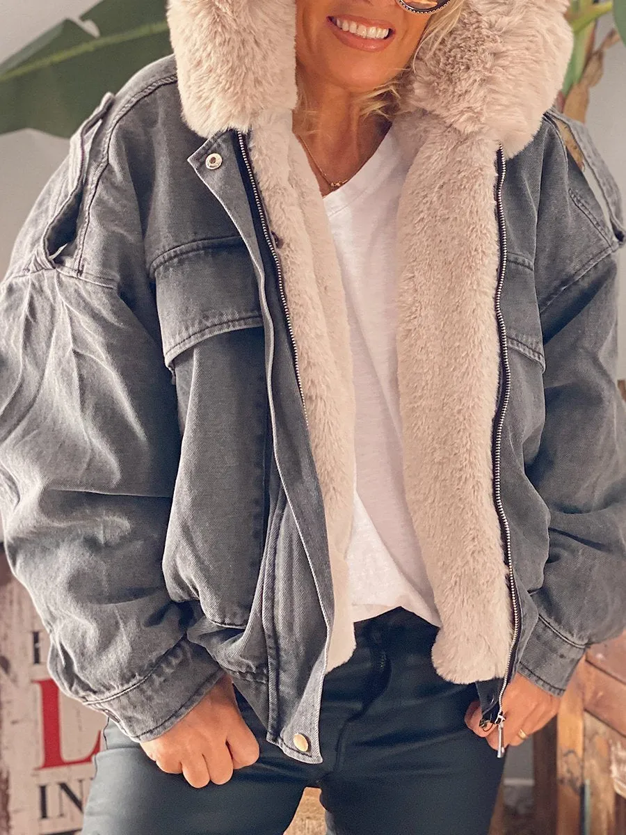 Autumn Winter Fashion Hooded Denim Jacket