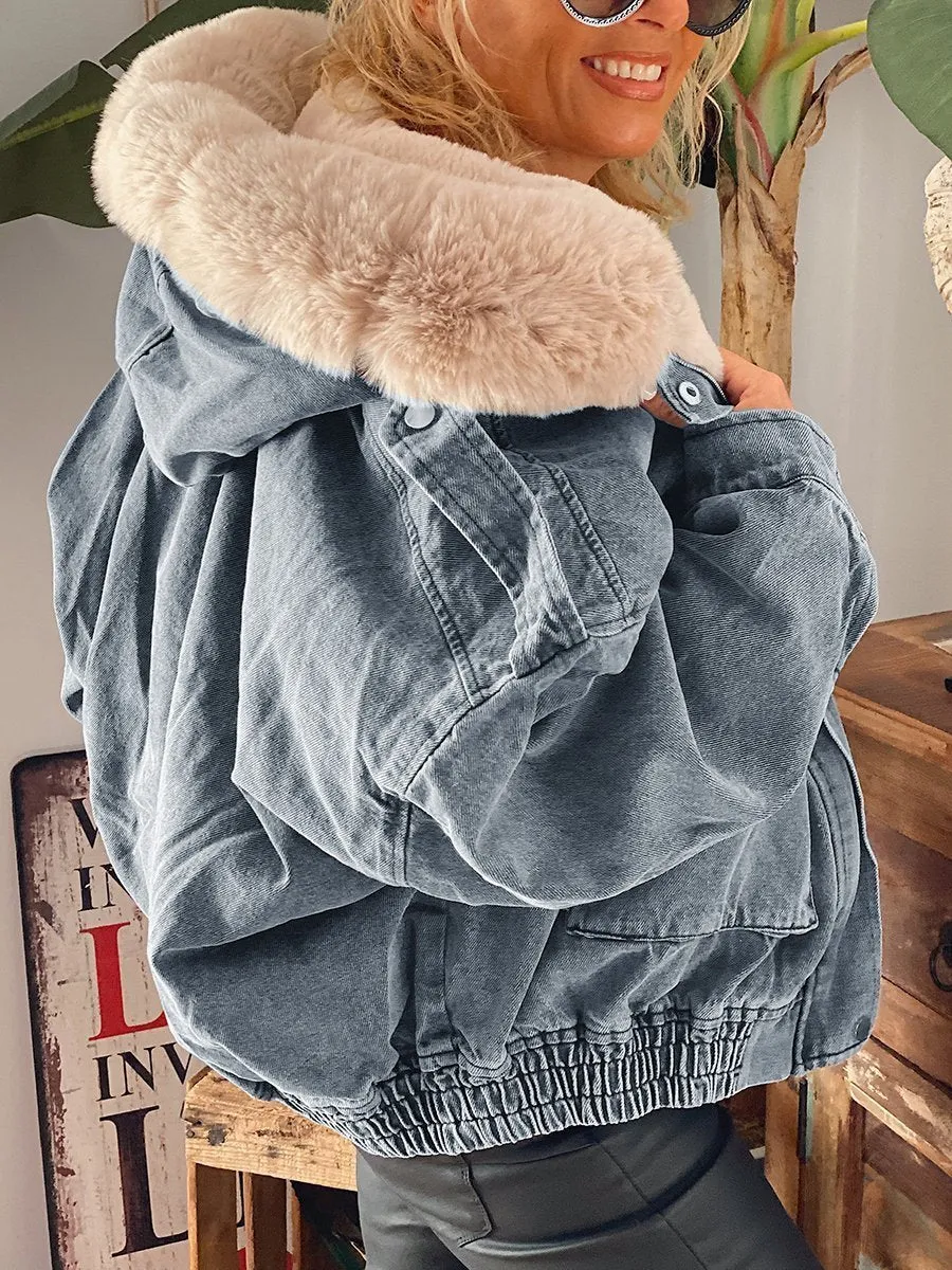 Autumn Winter Fashion Hooded Denim Jacket