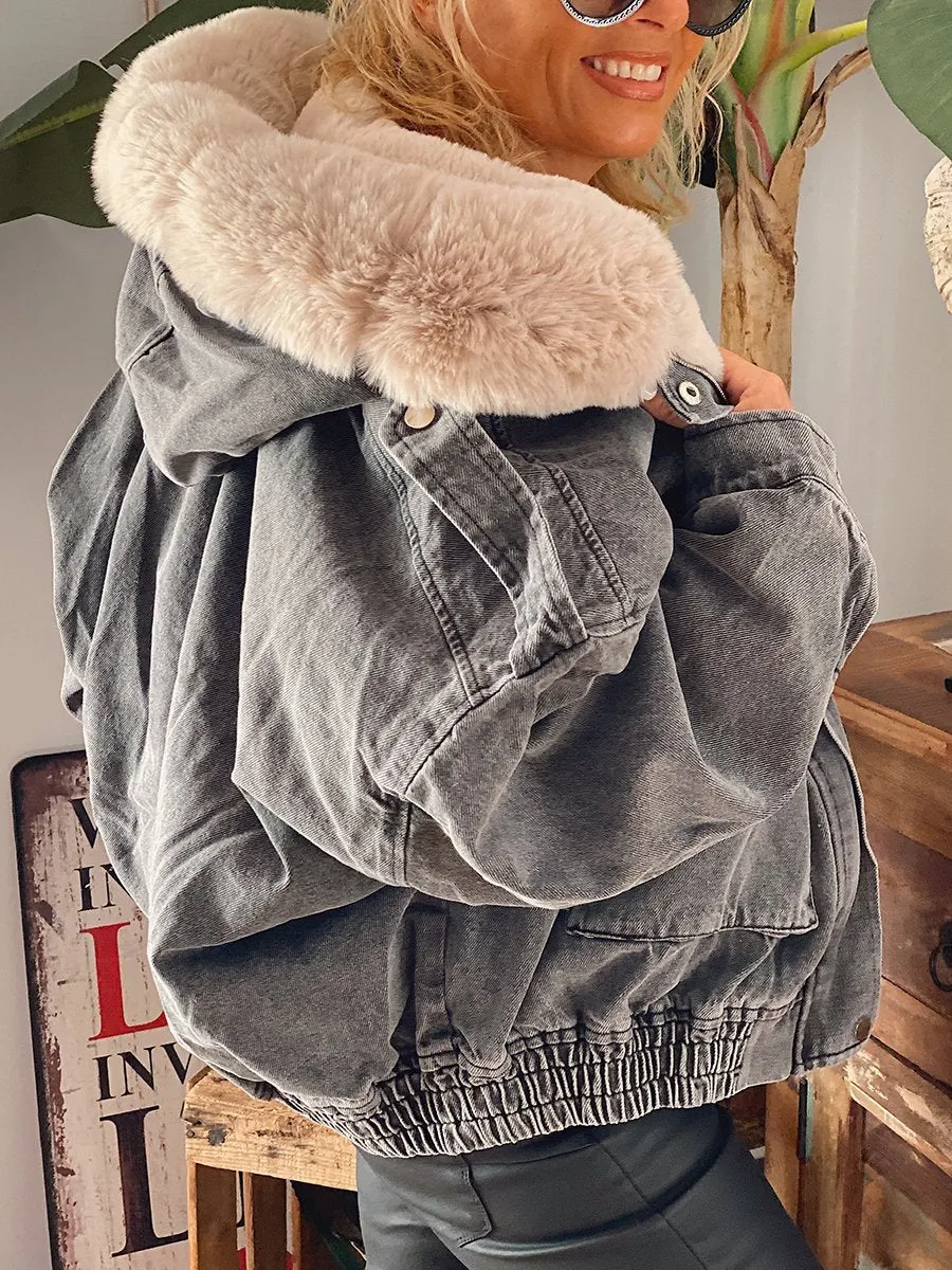 Autumn Winter Fashion Hooded Denim Jacket