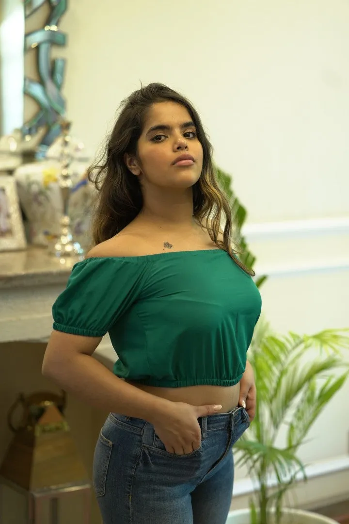 BARE BLISS OFF SHOULDER GREEN TOP