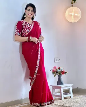 Beautiful Designer Soft Pure Soft Heavy Glooming Rangoli Silk Saree