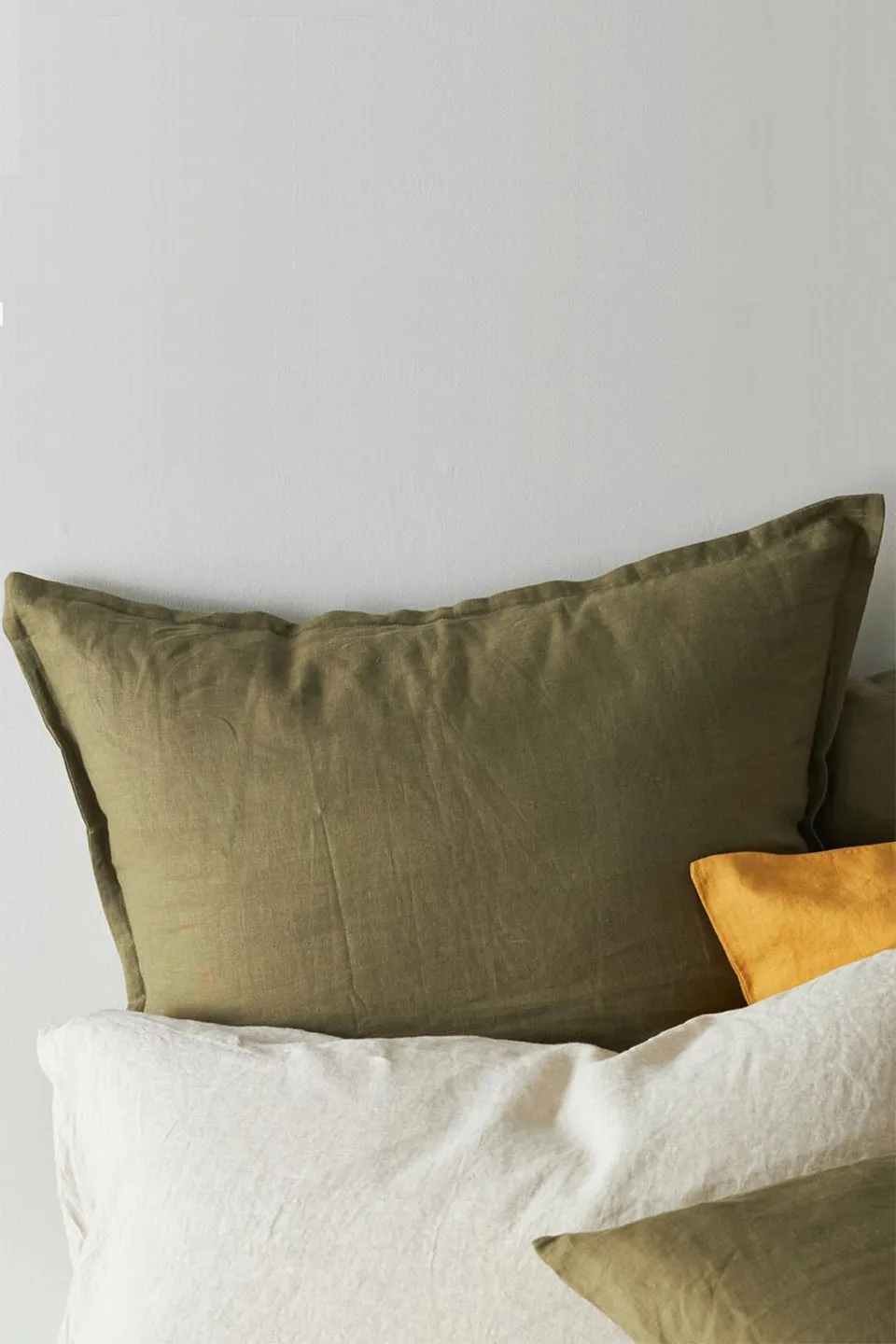 Belgian Washed Linen Olive Euro Pillowcase