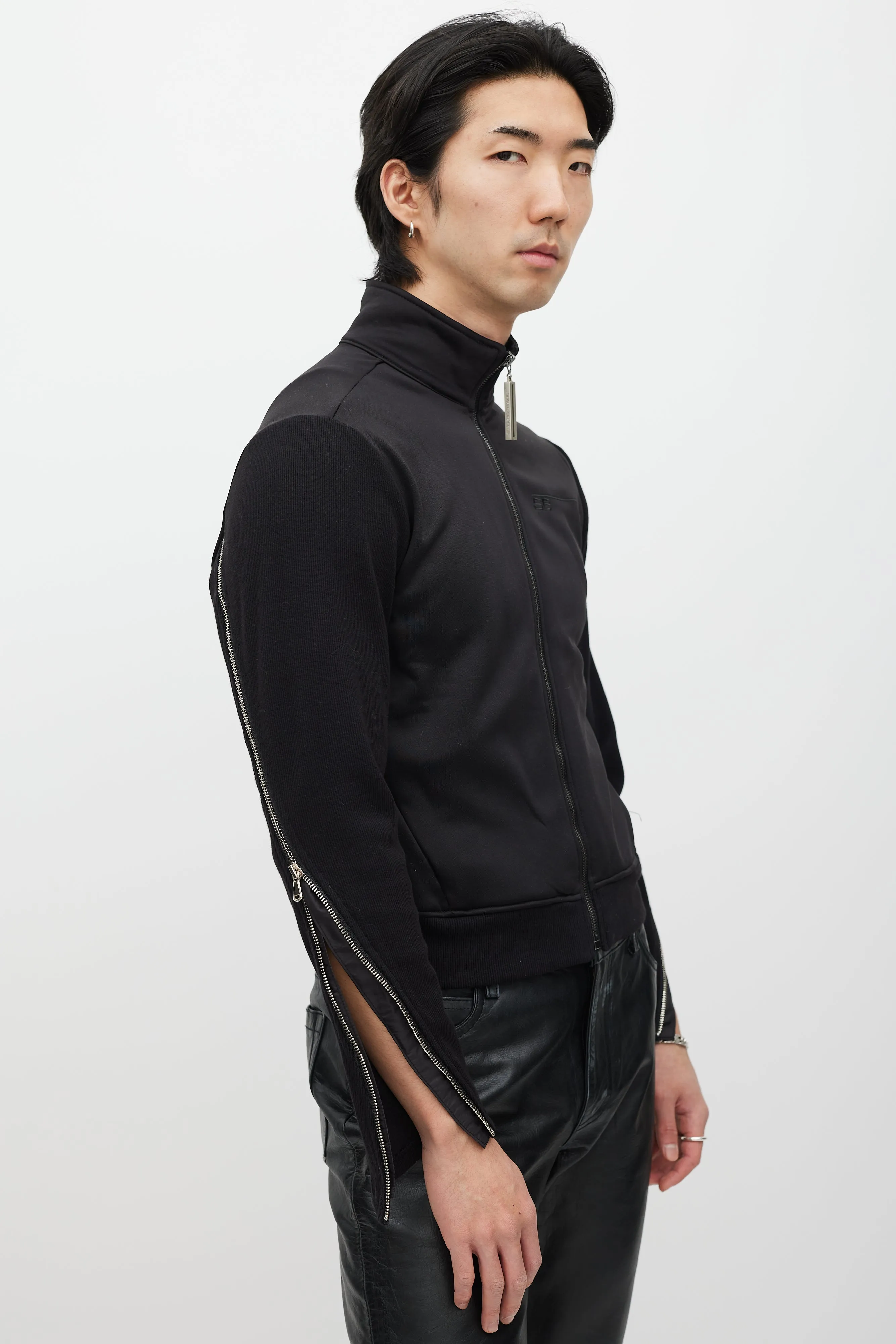 Black & Silver Zip Track Jacket