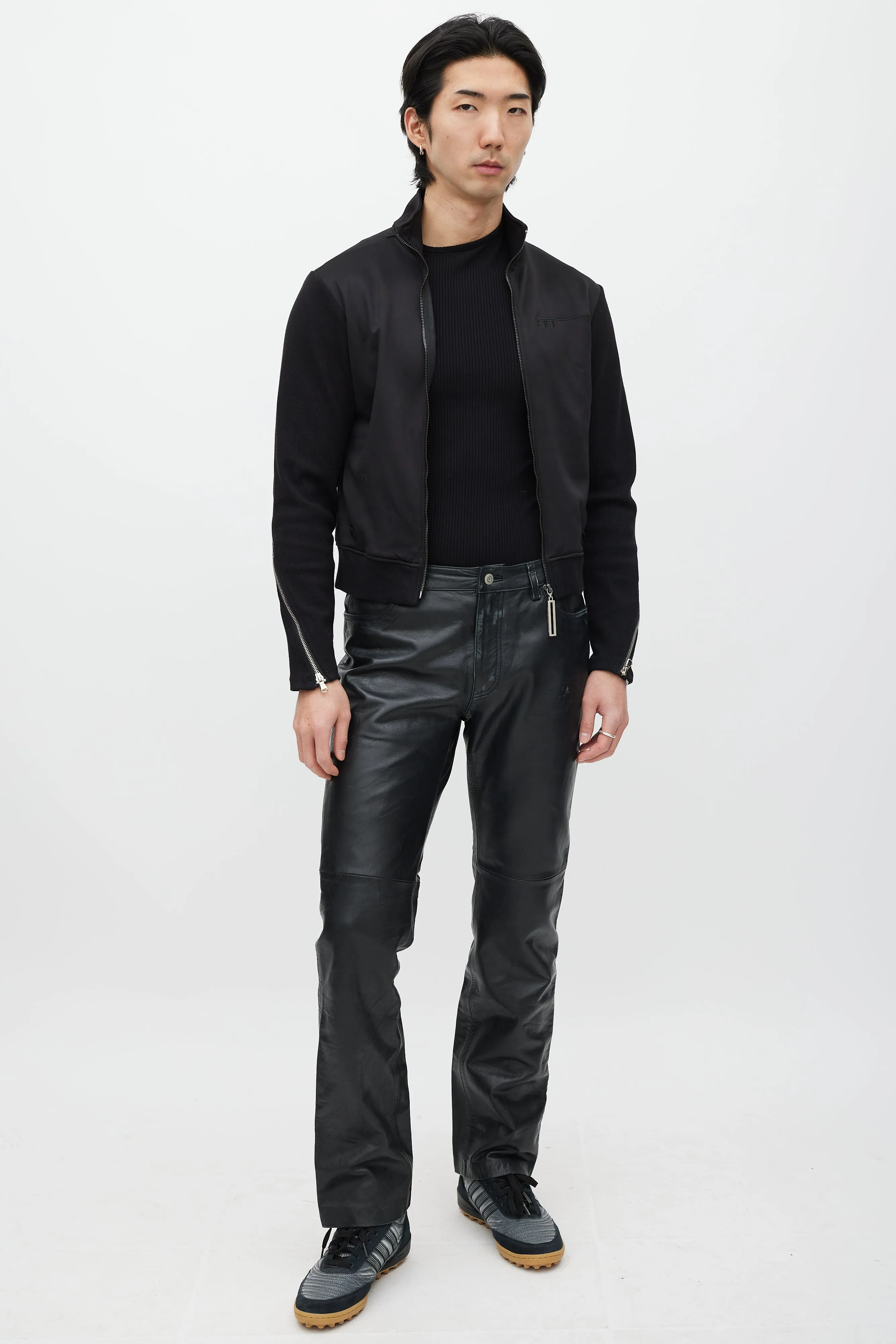 Black & Silver Zip Track Jacket