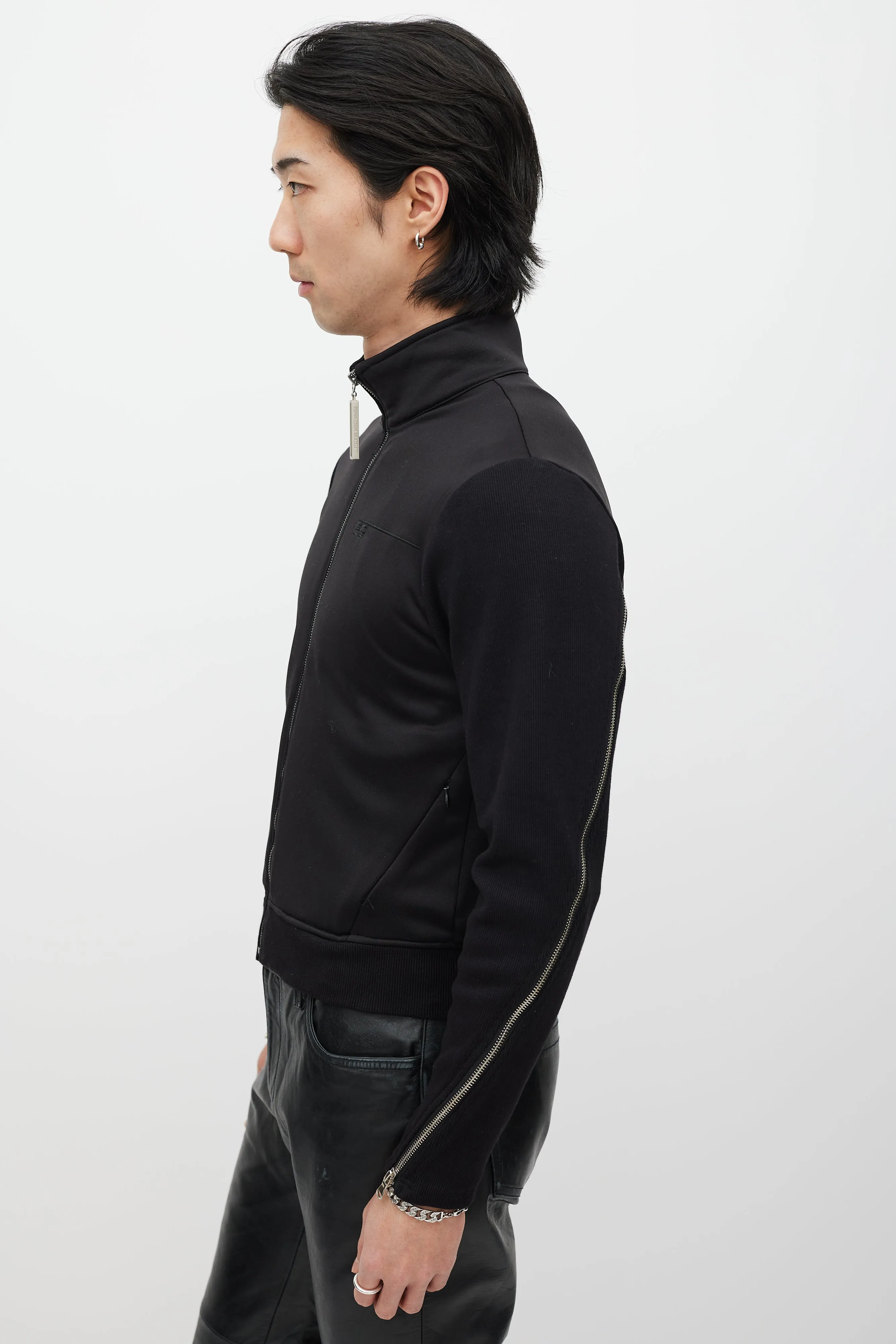Black & Silver Zip Track Jacket