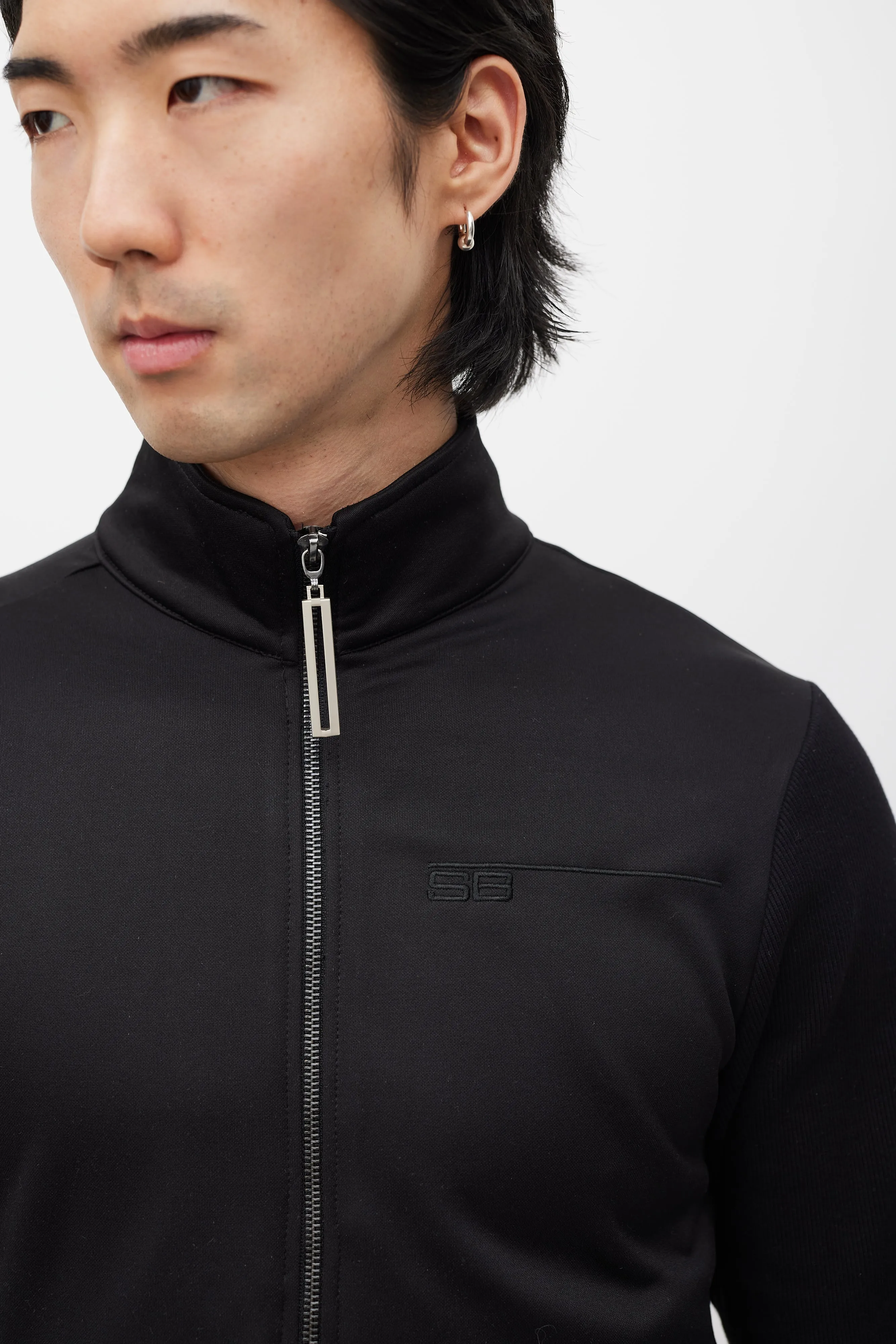 Black & Silver Zip Track Jacket