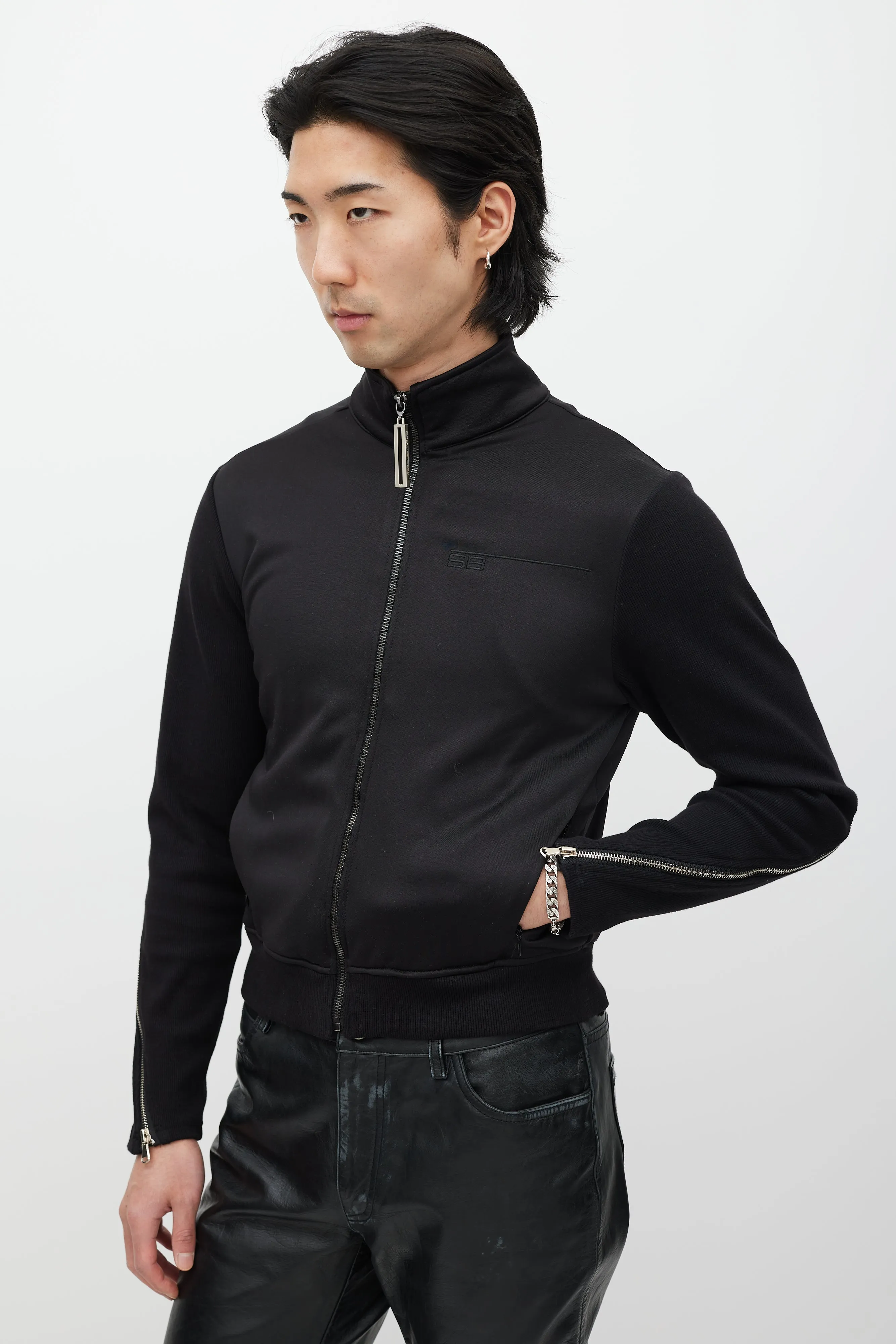 Black & Silver Zip Track Jacket