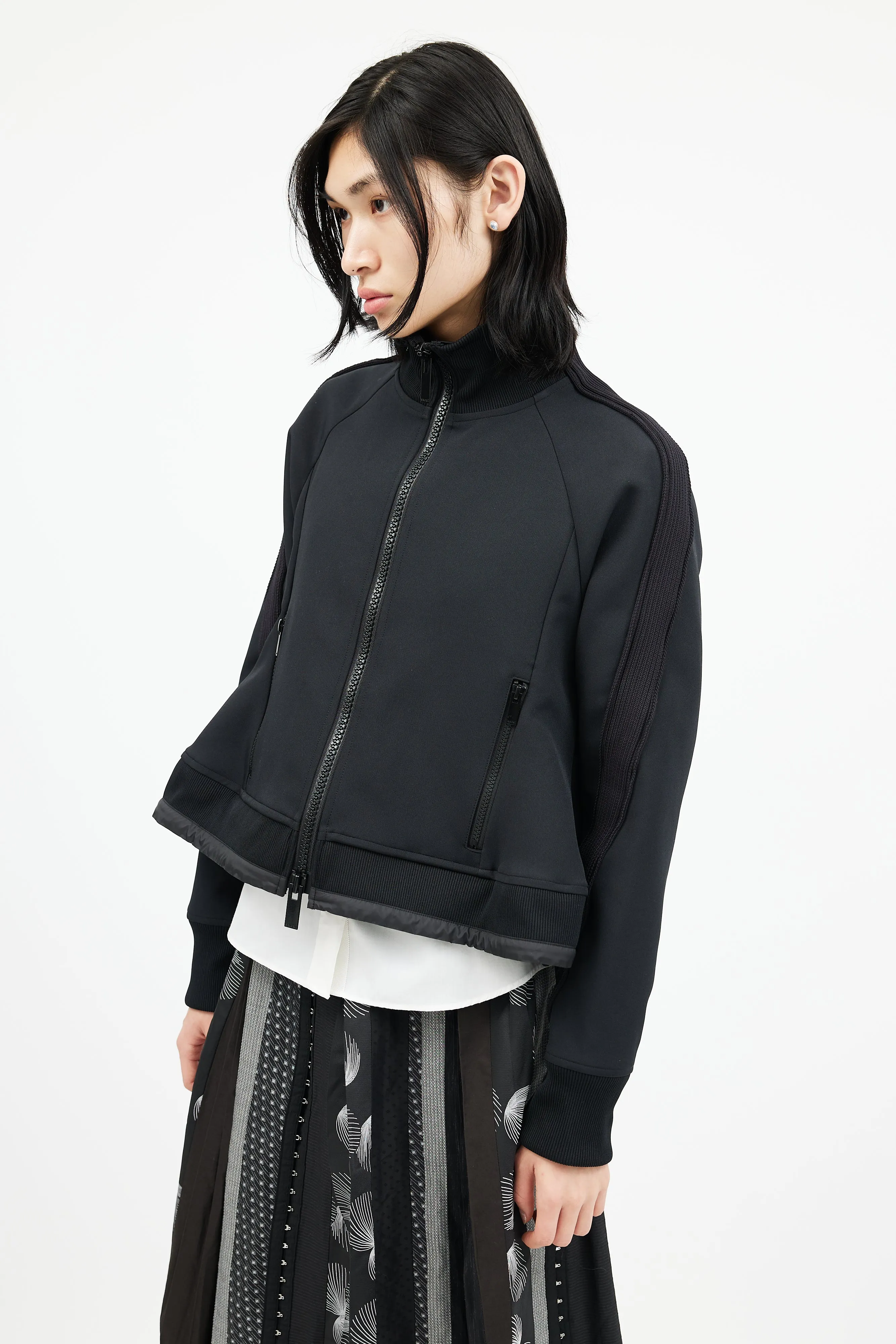 Black Ribbed Track Jacket