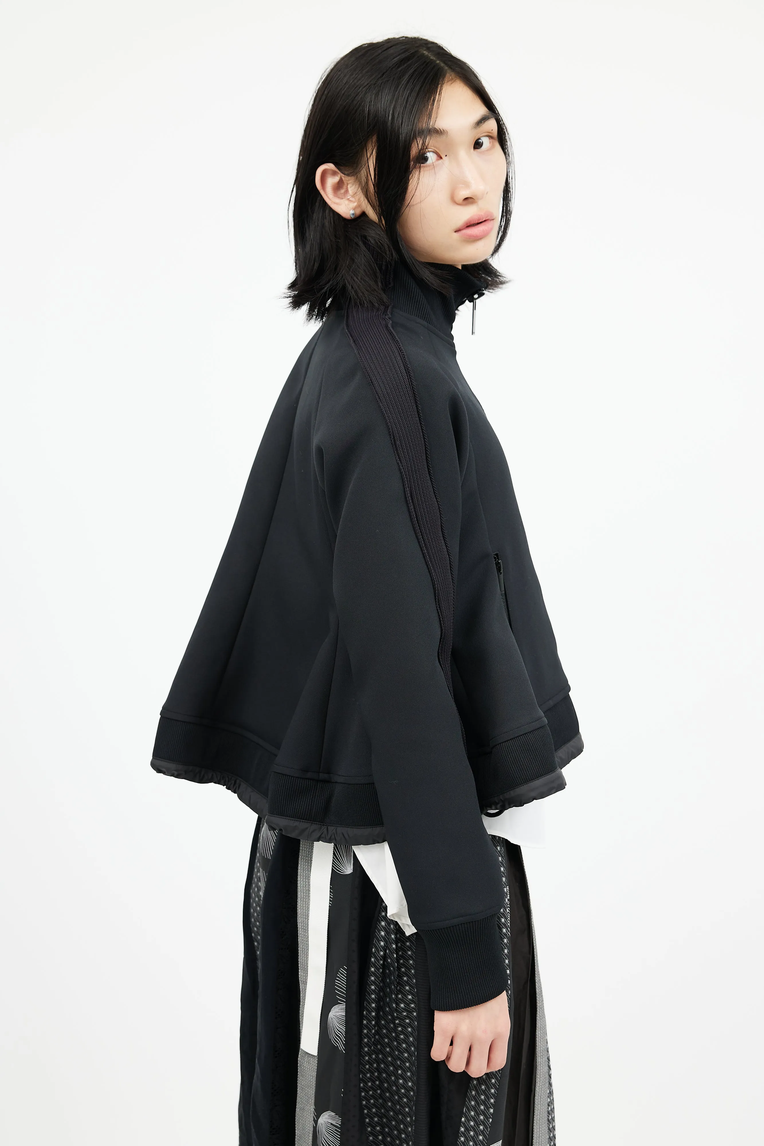 Black Ribbed Track Jacket