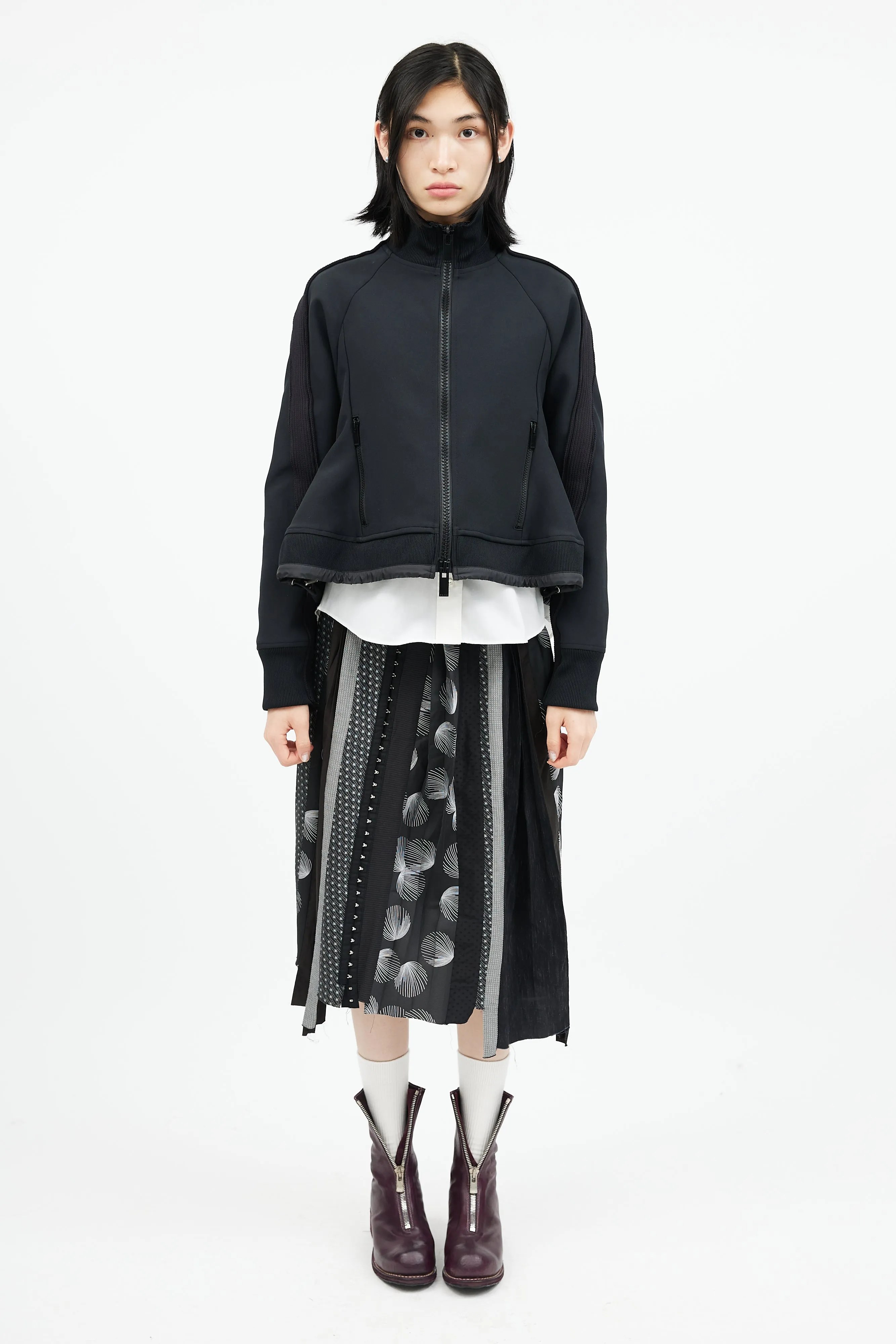 Black Ribbed Track Jacket