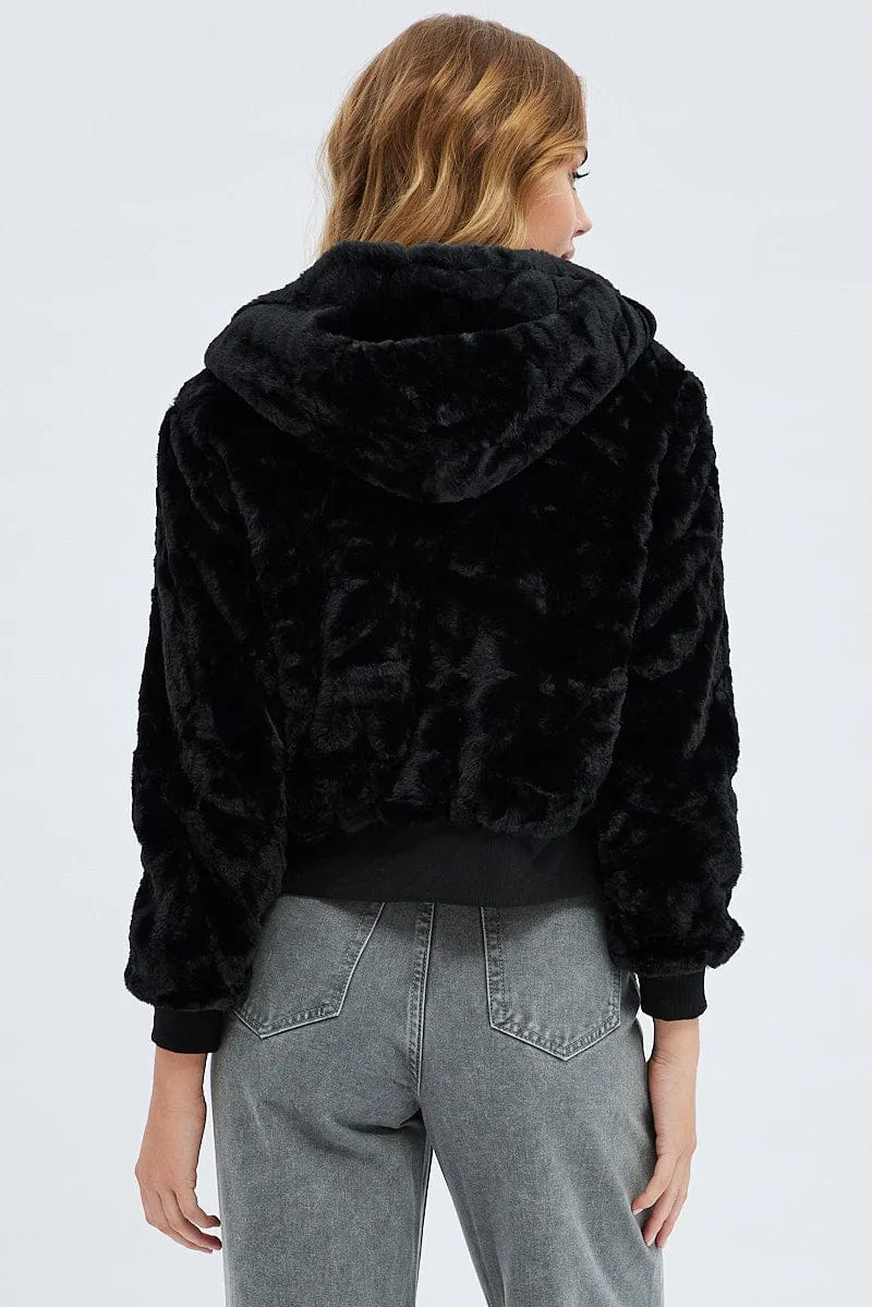 Black Soft Jacket Long Sleeves Hoodie