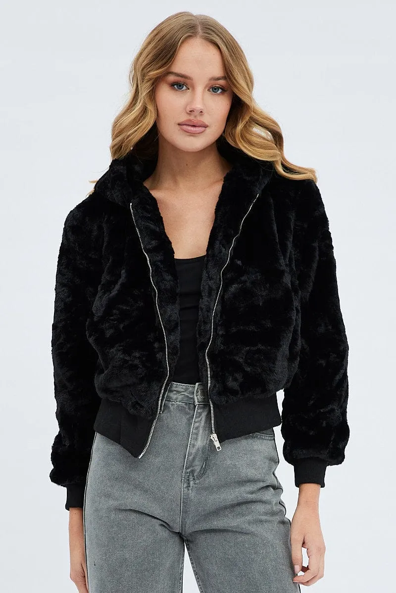 Black Soft Jacket Long Sleeves Hoodie