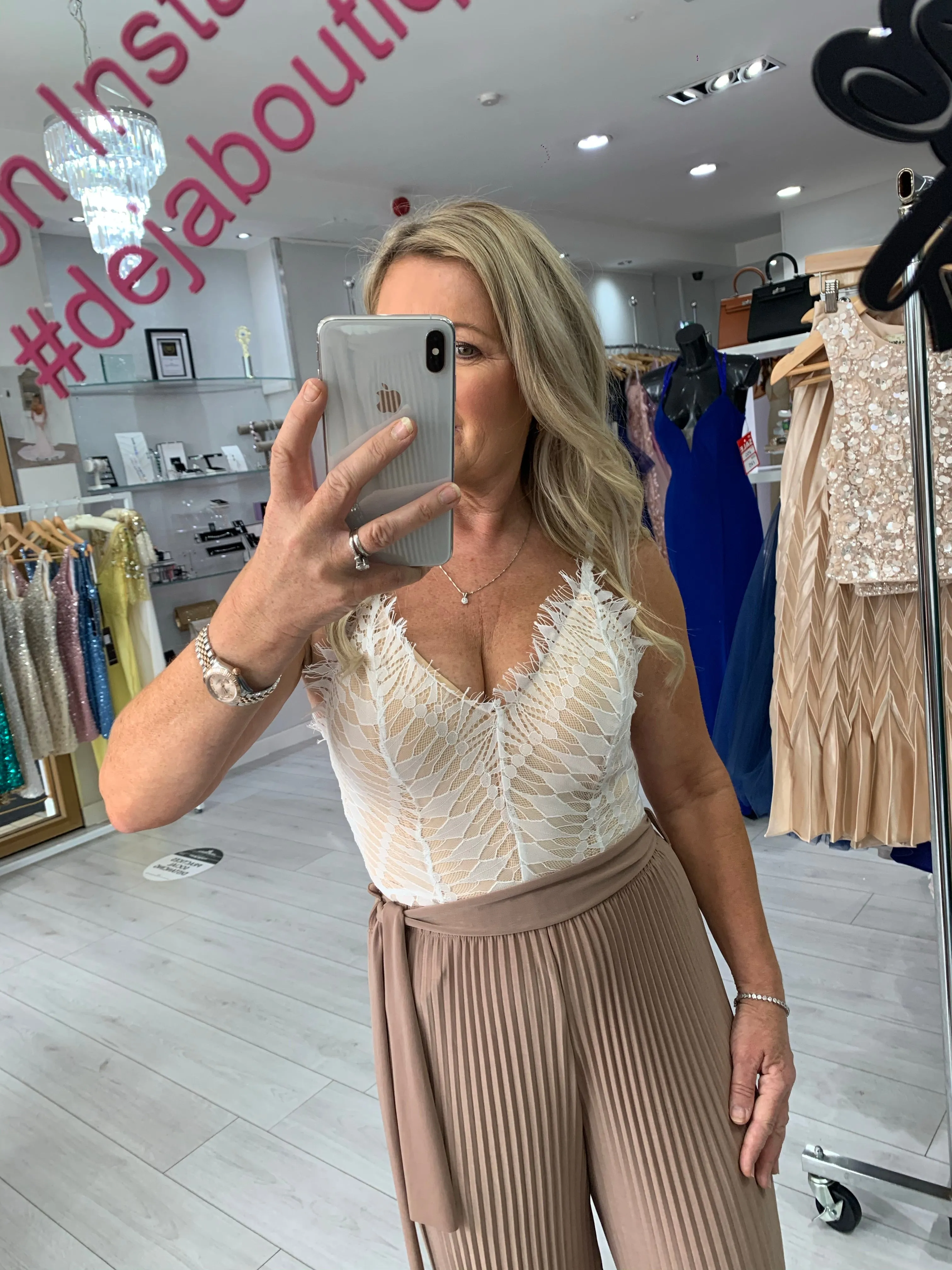 Cami Ivory, nude lace bodysuit