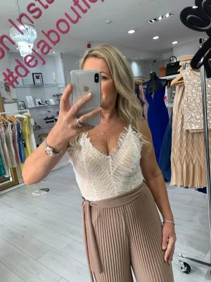 Cami Ivory, nude lace bodysuit