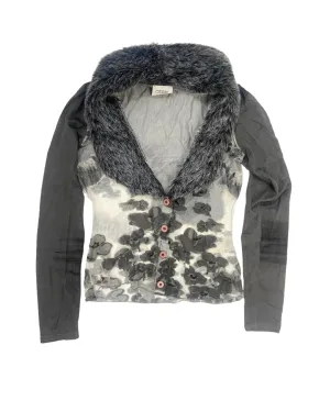 Cerri Fur Trim Mesh Shirt
