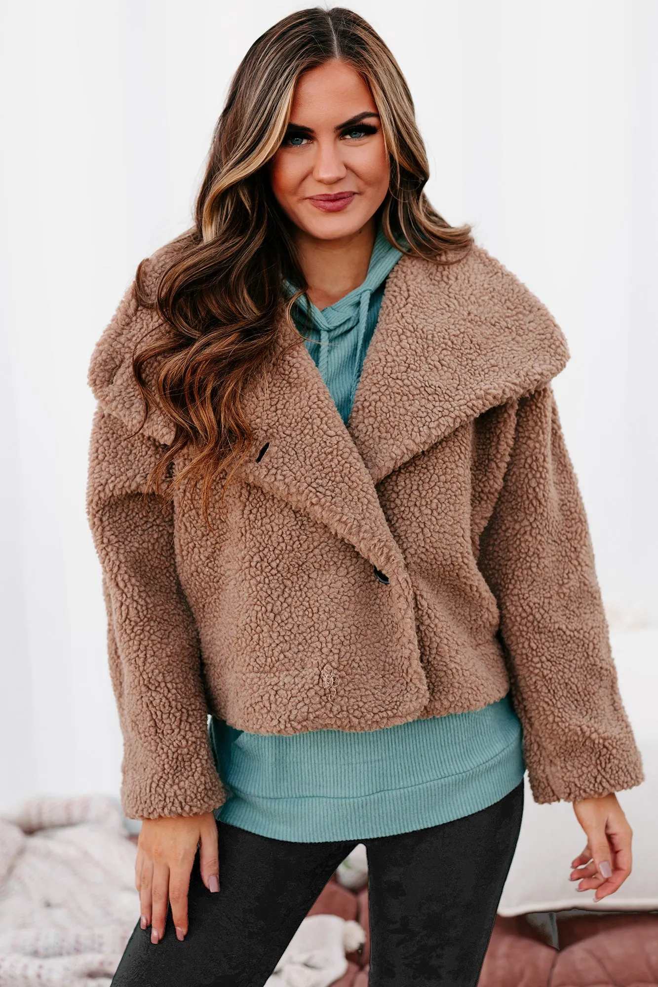 Cold Front Conditions Button-Front Sherpa Jacket (Toffee)