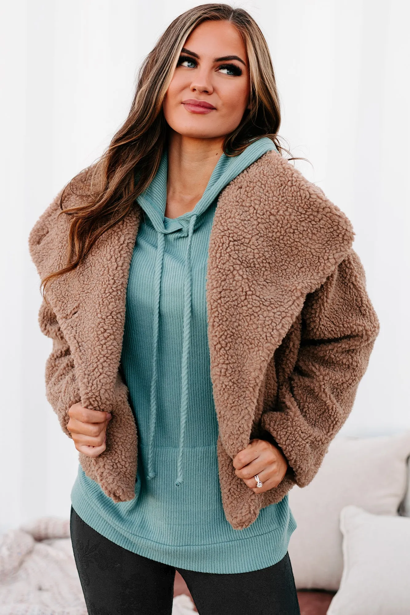 Cold Front Conditions Button-Front Sherpa Jacket (Toffee)