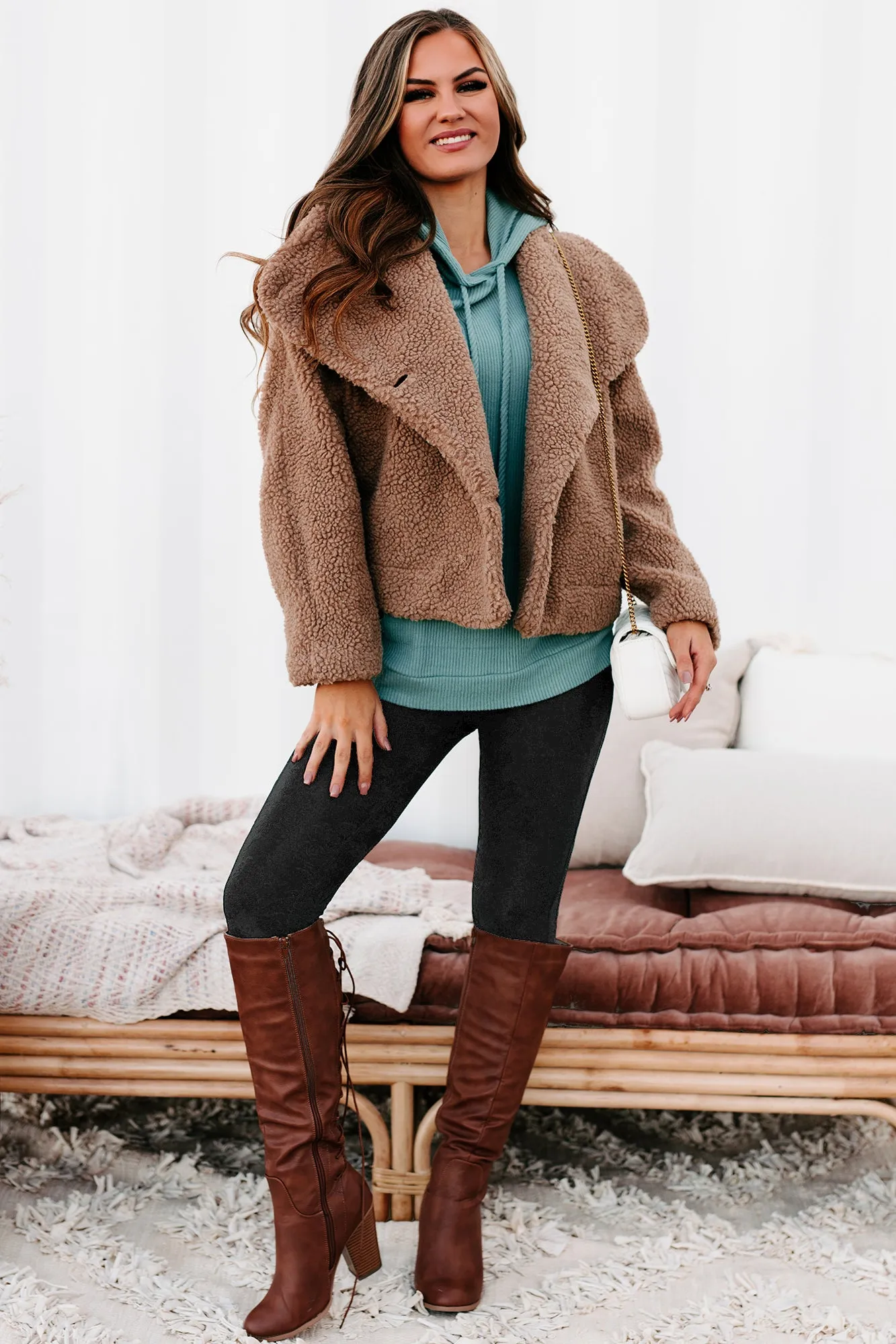 Cold Front Conditions Button-Front Sherpa Jacket (Toffee)