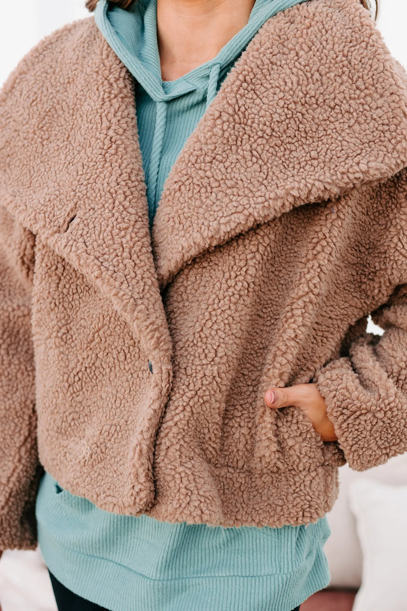 Cold Front Conditions Button-Front Sherpa Jacket (Toffee)