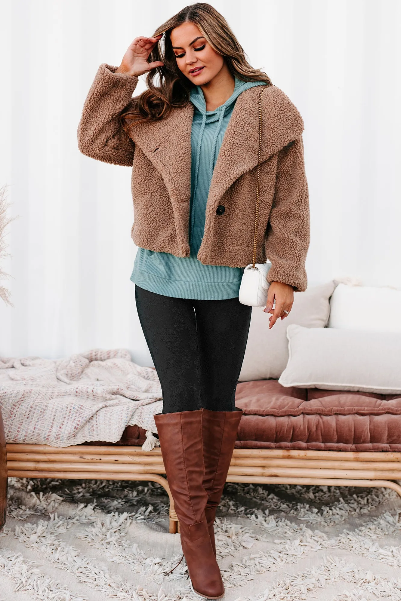 Cold Front Conditions Button-Front Sherpa Jacket (Toffee)
