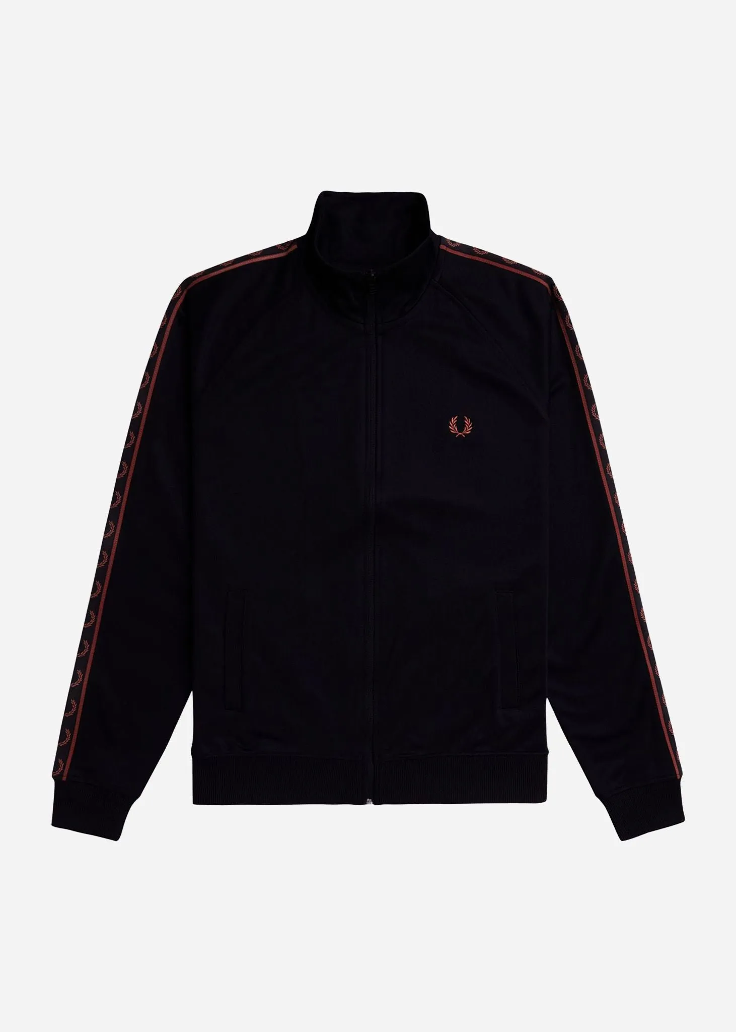 Contrast tape track jacket - black whisky brown