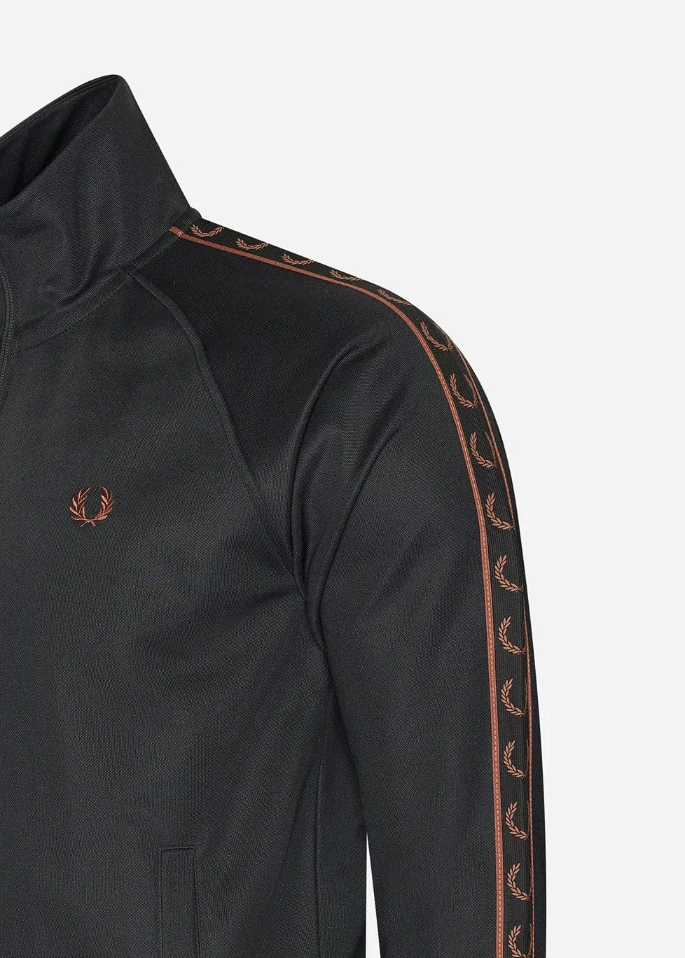 Contrast tape track jacket - black whisky brown