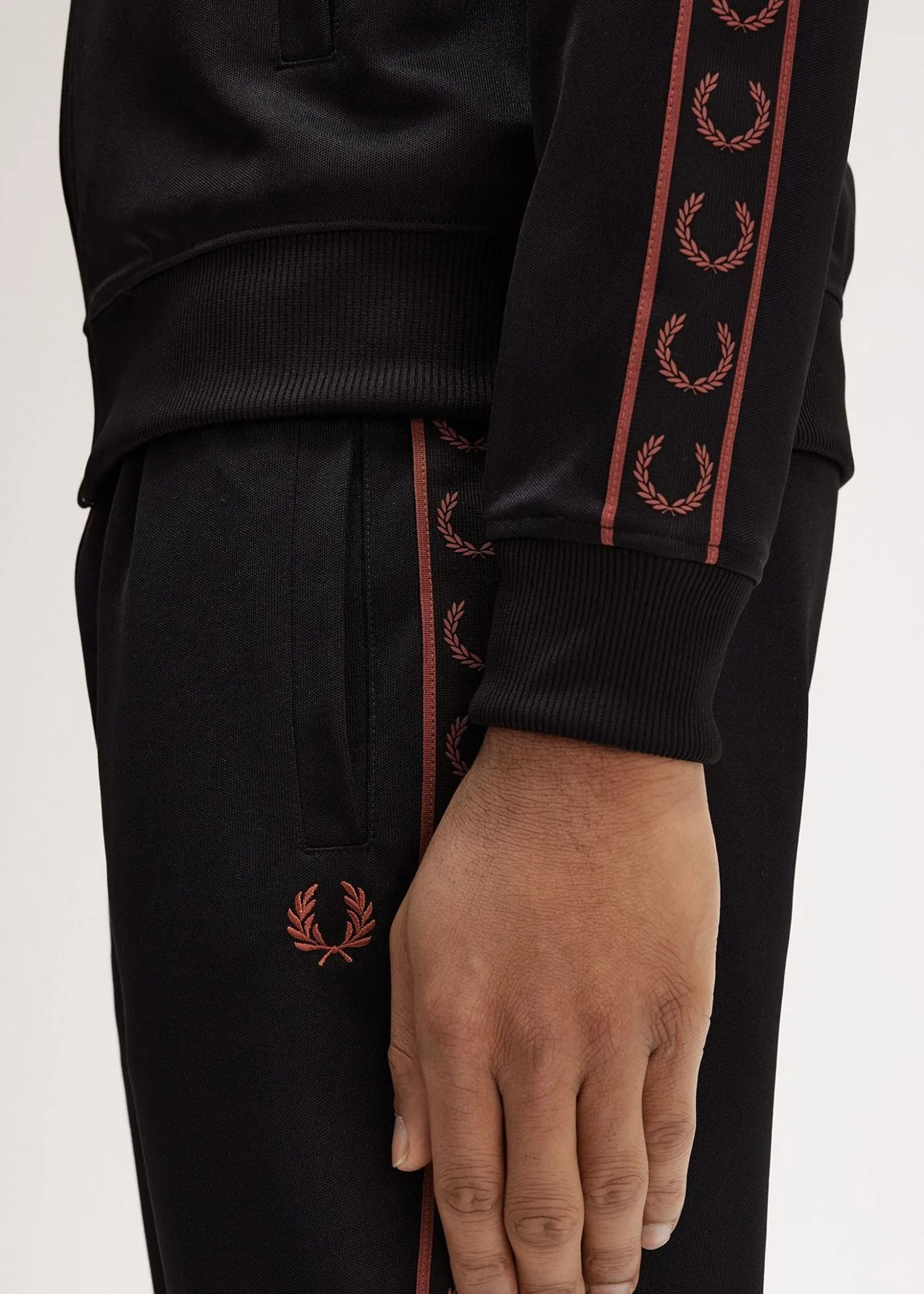 Contrast tape track jacket - black whisky brown