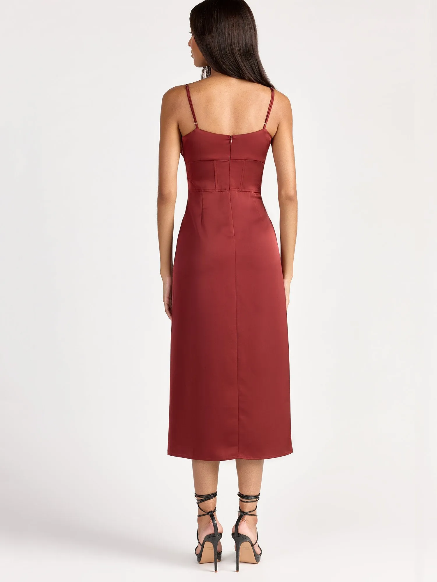 Corset Cowl Neck Satin Slip Dress - Dress Forum