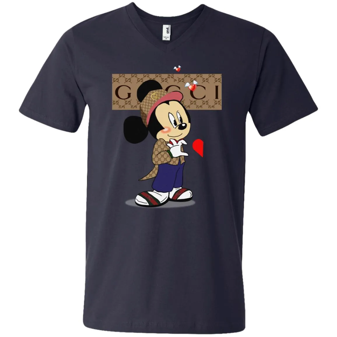 Couple Gucci Mickey Tshirt Valentine's Day Men V-Neck T-Shirt