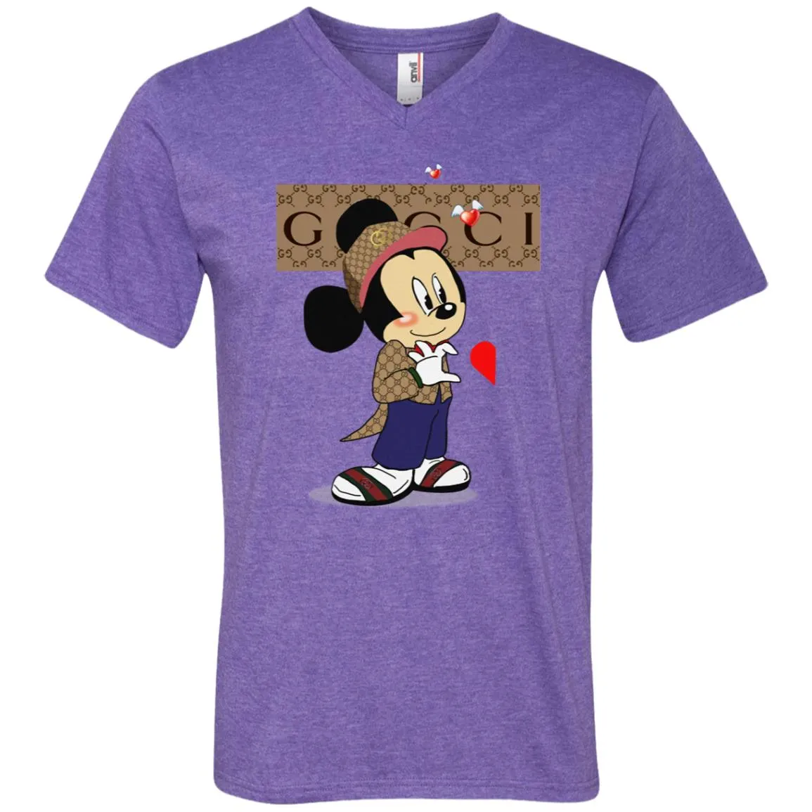Couple Gucci Mickey Tshirt Valentine's Day Men V-Neck T-Shirt