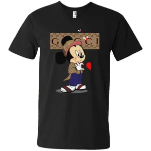 Couple Gucci Mickey Tshirt Valentine's Day Men V-Neck T-Shirt