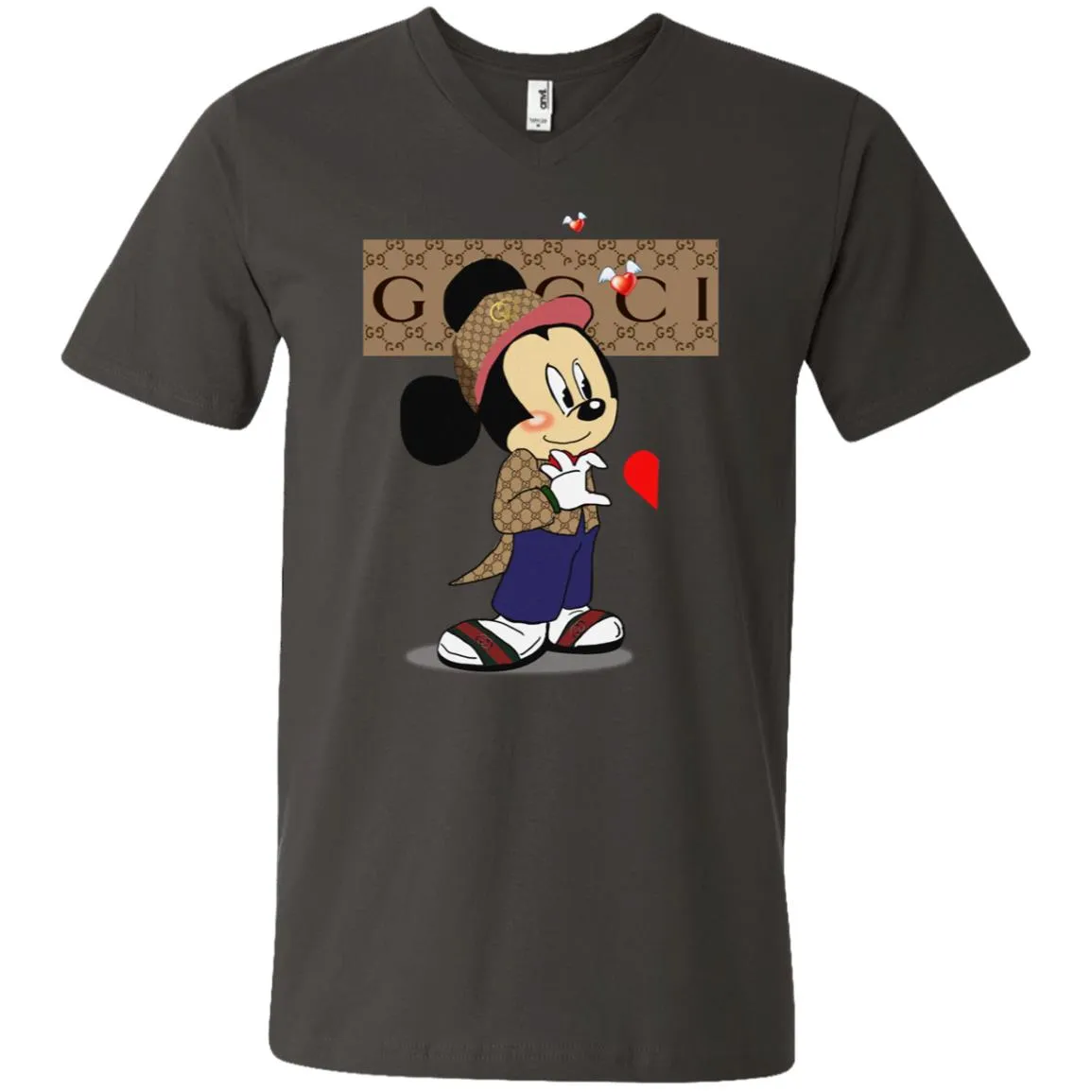Couple Gucci Mickey Tshirt Valentine's Day Men V-Neck T-Shirt