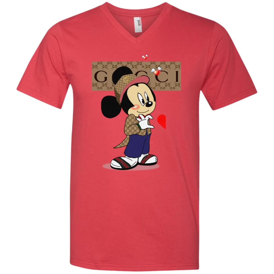 Couple Gucci Mickey Tshirt Valentine's Day Men V-Neck T-Shirt