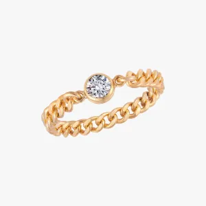 Curb Chain Clear Bezel Ring